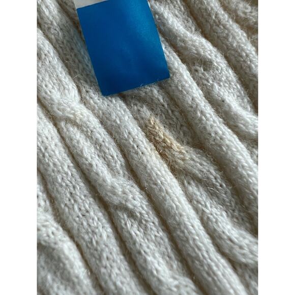 LL Bean Cable‎ Sweater Button Up Size XL Cotton Merino Wool Off White - Picture 8 of 12